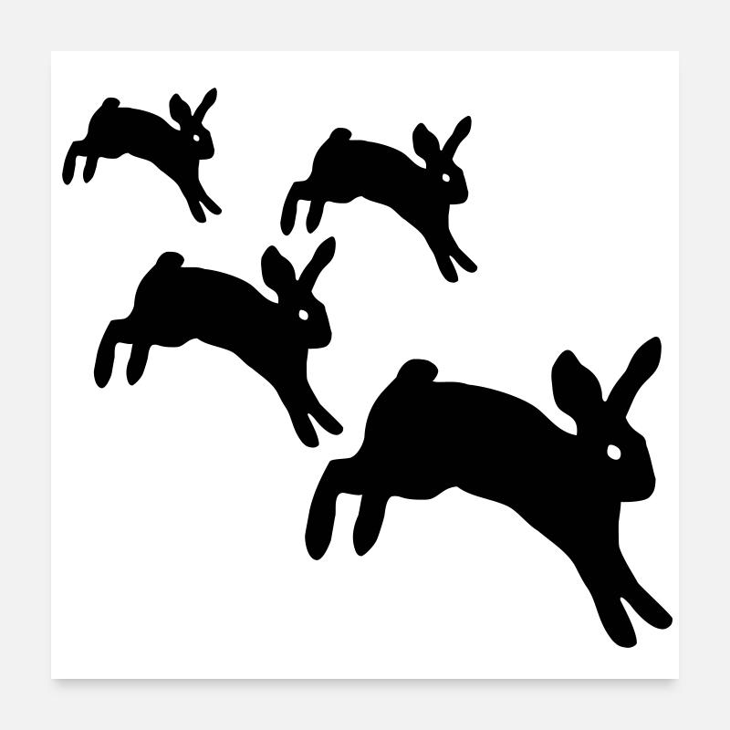 Springen Kaninchen Poster 60x60 cm