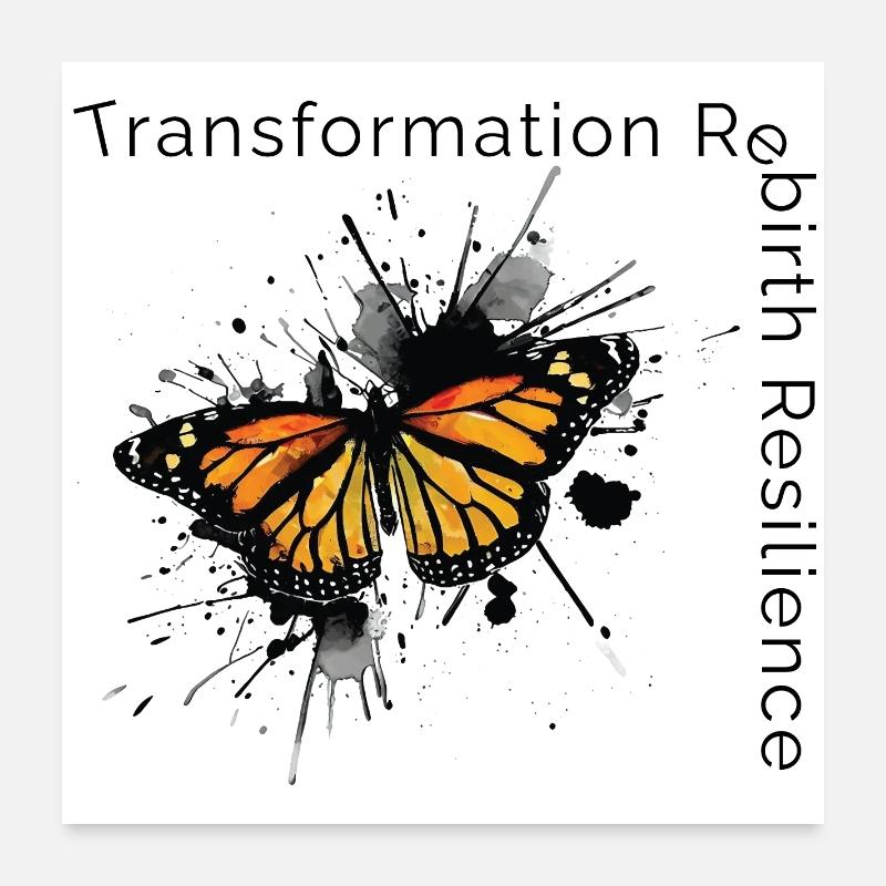 Butterfly - Résilience à la renaissance de la transformation - Poster 60 x 60 cm - blanc