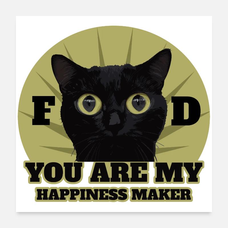 Süße Schwarze Katze Poster 60x60 cm