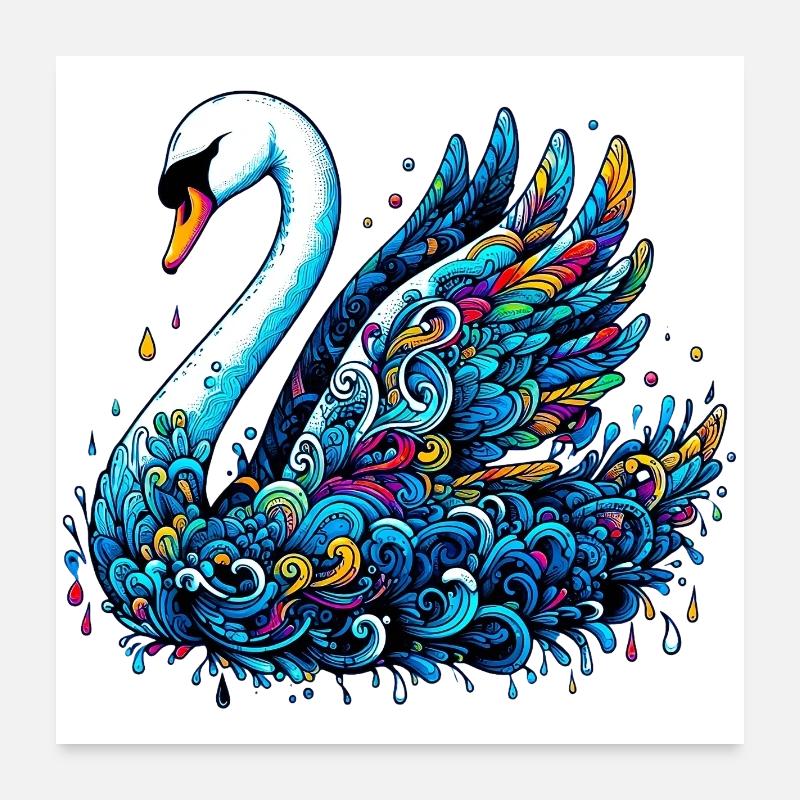 Swan Poster 24" x 24" (60x60 cm)