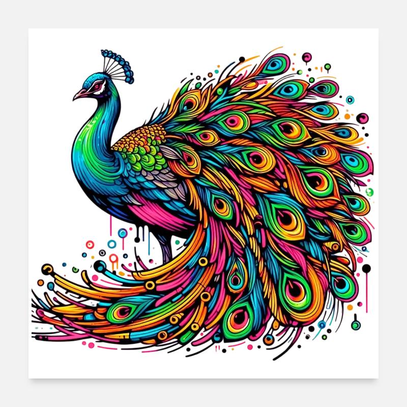 Paon - Poster 60 x 60 cm - blanc