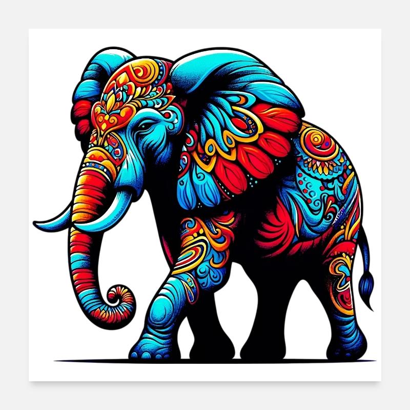 Éléphant Poster 60 x 60 cm