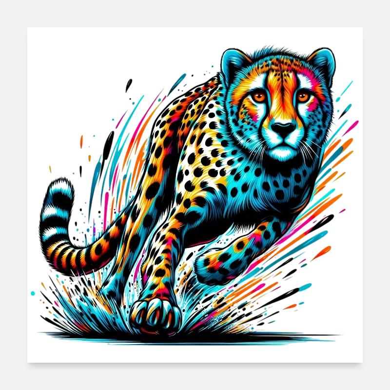 Gepard - Poster 60x60 cm - Weiß