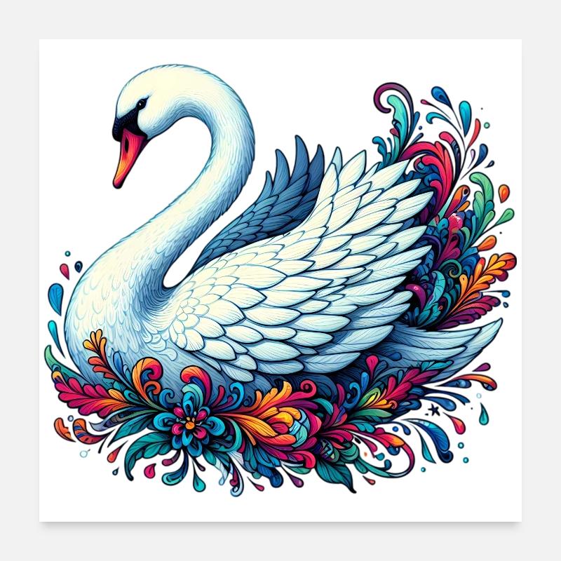 Swan Poster 24" x 24" (60x60 cm)