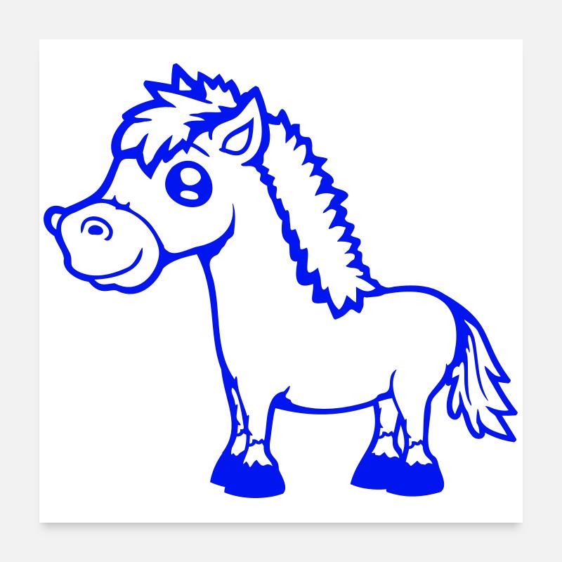 Pferd Süß Pony Fohlen Pferdemädchen Niedlich Comic Poster 60x60 cm