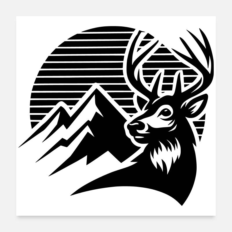 Alpenhirsch Poster 60x60 cm