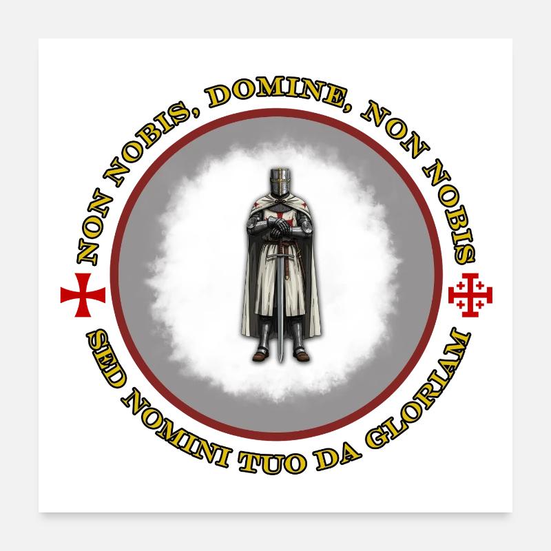 Chevalier Templier - Poster 60 x 60 cm - blanc