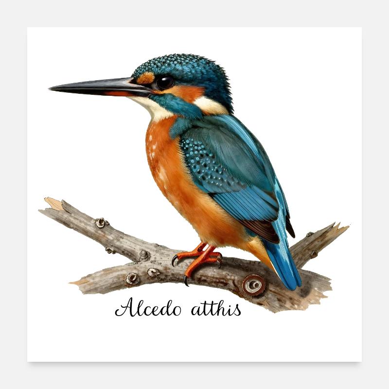 Martin-pêcheur coloré sur branche Poster 60 x 60 cm