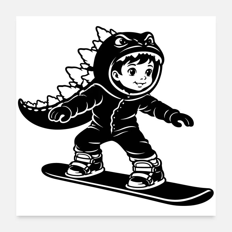 Snowboard Dragon Boy Poster 60x60 cm