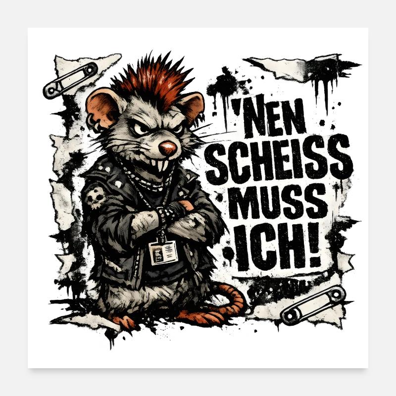 Ratte nen Scheiss muss ich frecher Spruch Poster 60x60 cm