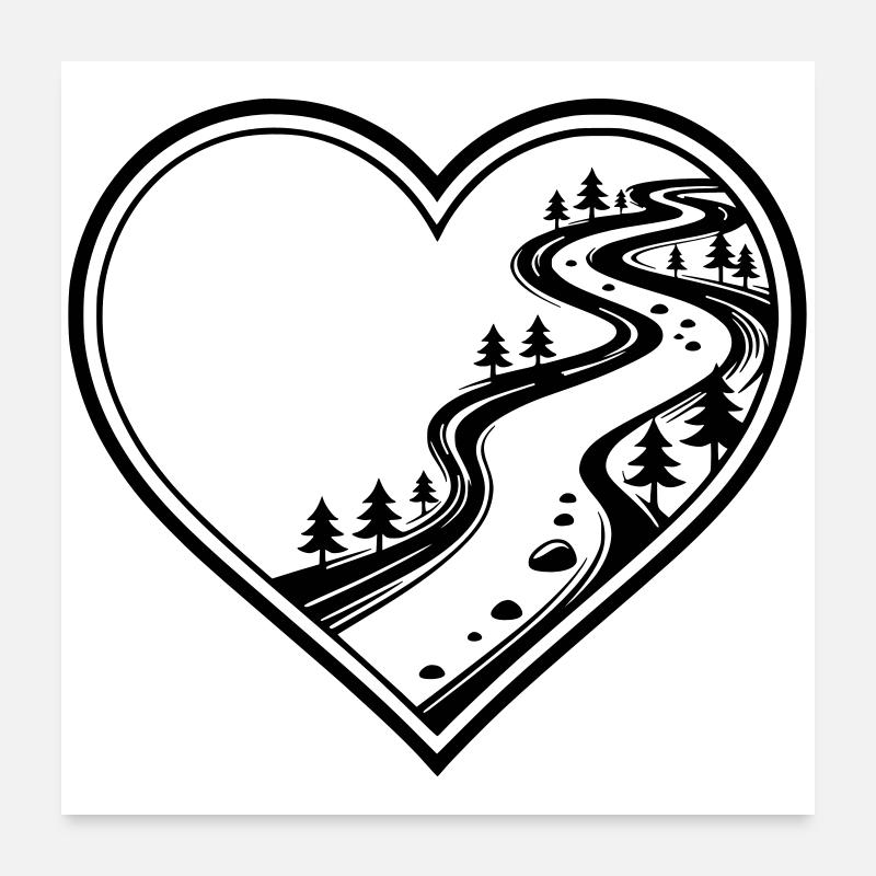 Customizable heart with forest, hiking trail Poster 24" x 24" (60x60 cm)