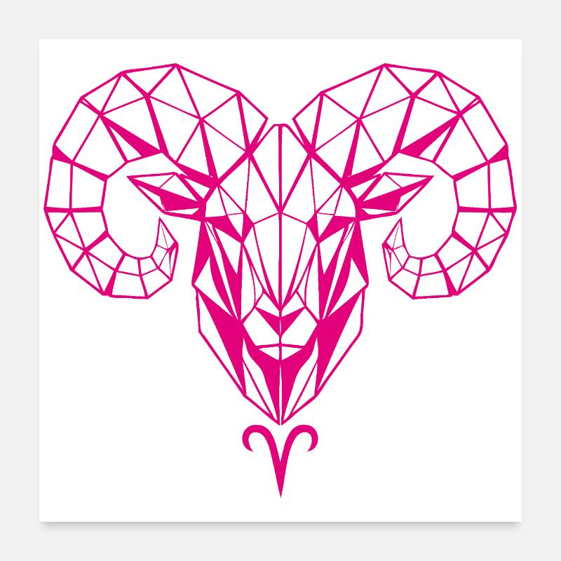 Geometric Pink Ram Head Poster 24" x 24" (60x60 cm)