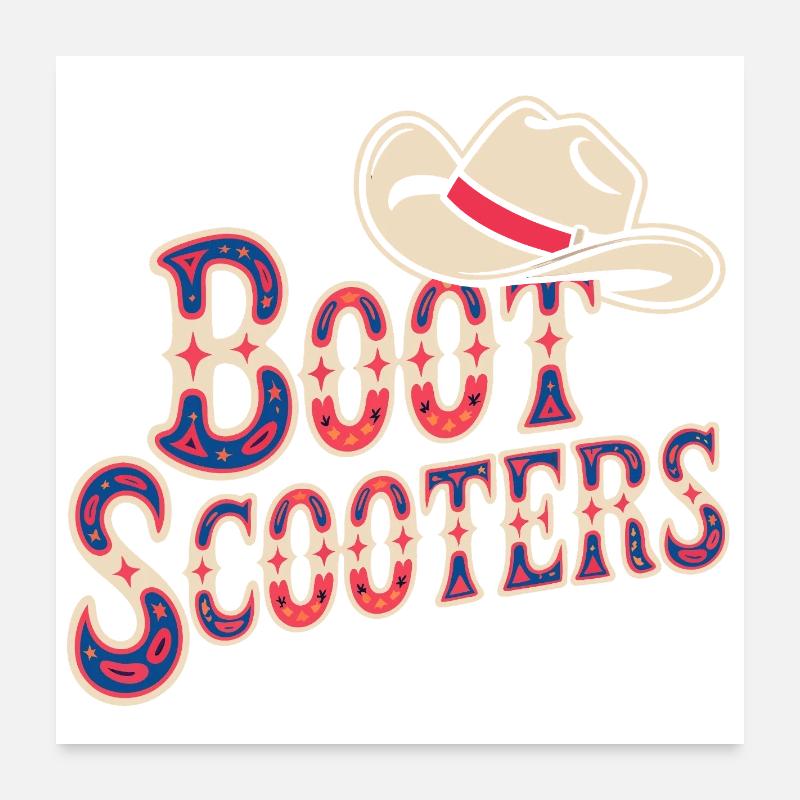 Boot Scooters Western Rodeo Poster 60x60 cm