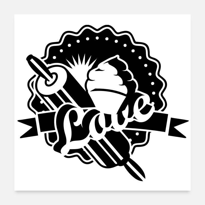 A rolling pin with a Cupcake Poster 24" x 24" (60x60 cm)