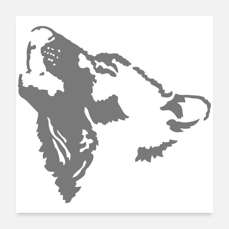 Loup - Poster 60 x 60 cm - blanc