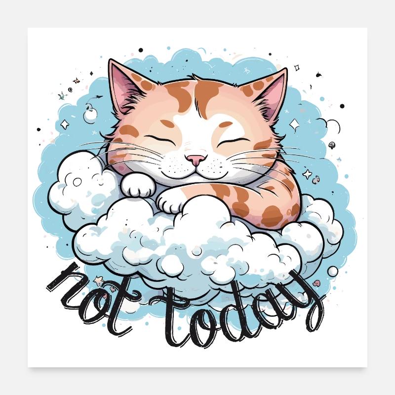 chat qui dort, humour drôle de chat Poster 60 x 60 cm