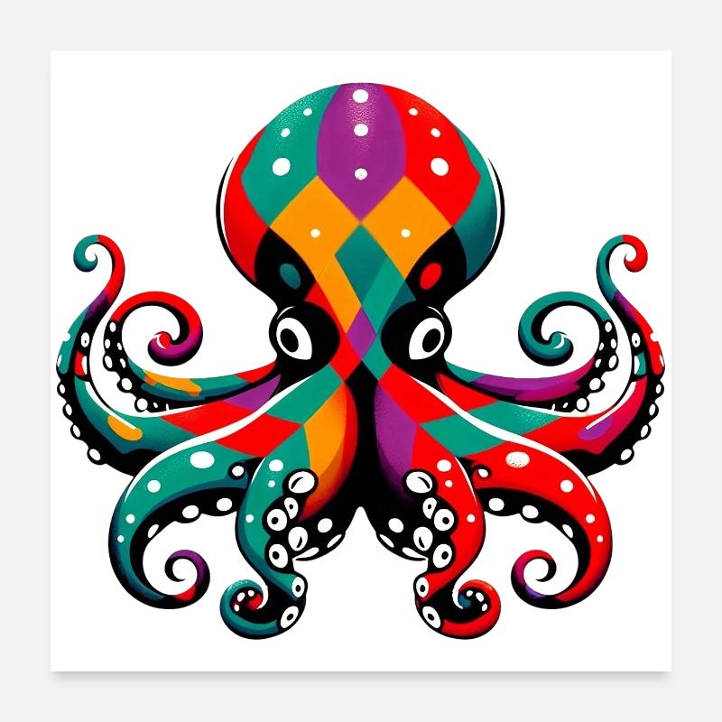 Harlequin Octopus Poster 24" x 24" (60x60 cm)