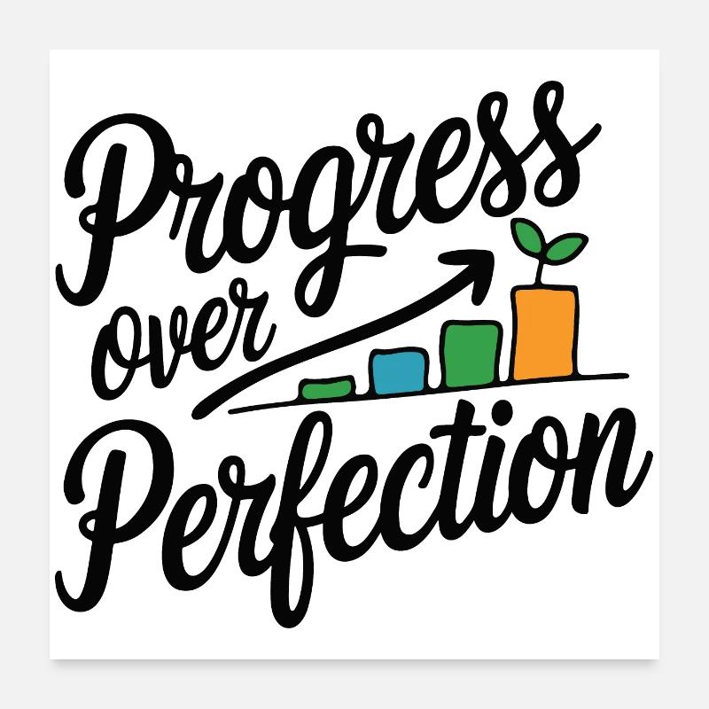 Progression au-dessus de la perfection Courbe de croissance Poster 60 x 60 cm