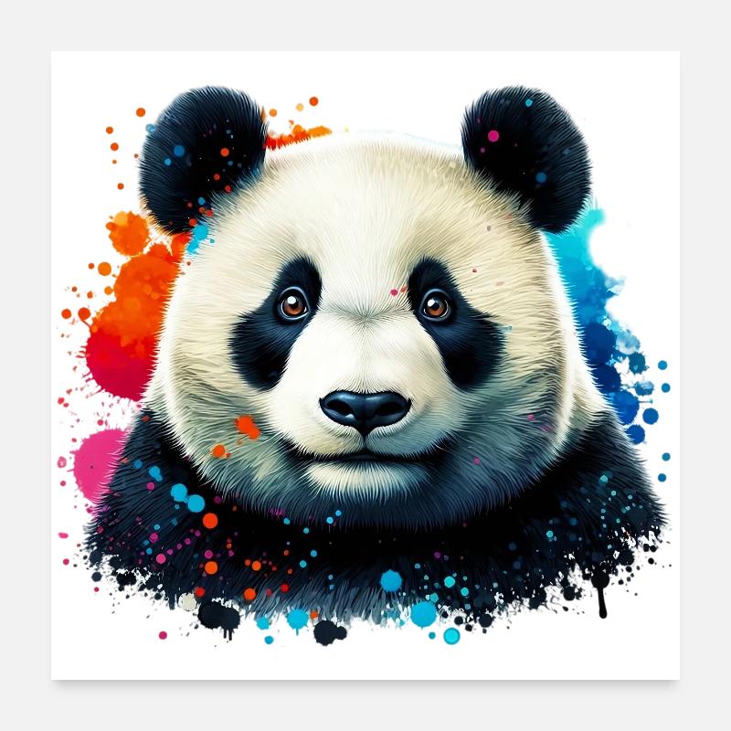 Panda - Poster 60x60 cm - Weiß