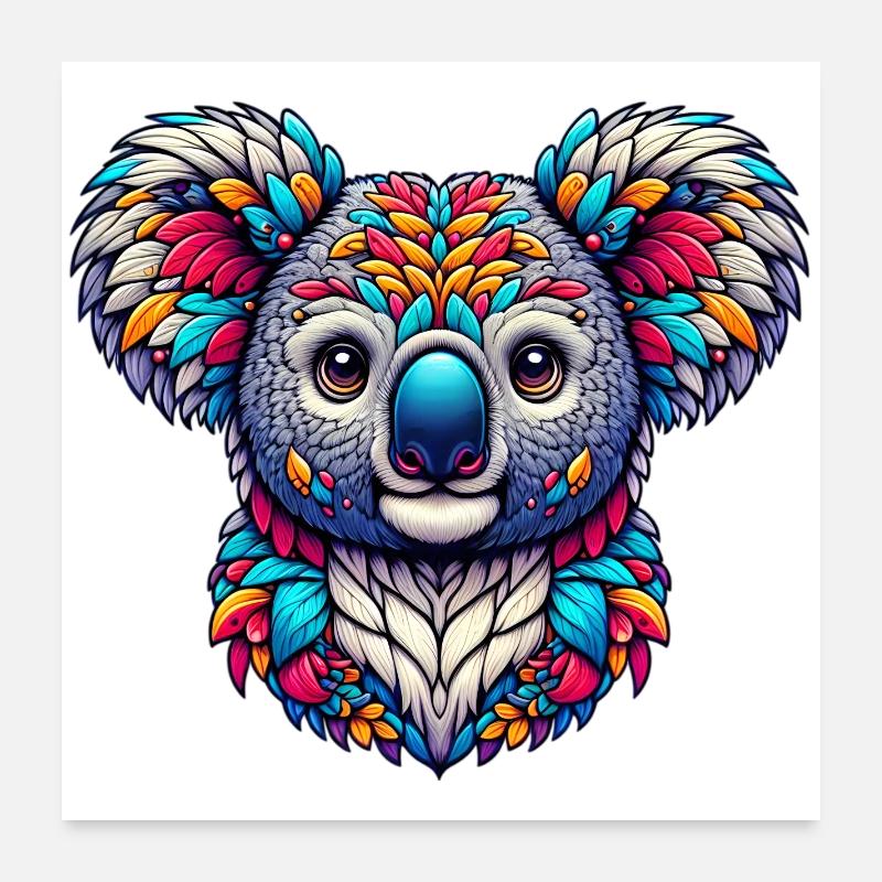Koala - Poster 60x60 cm - Weiß