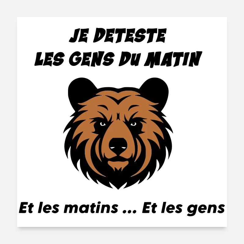 Tête d'ours en colère Poster 60 x 60 cm