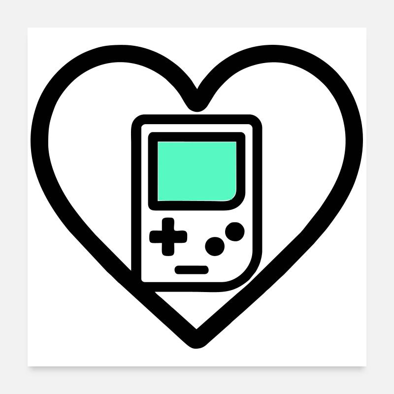 Retro Heart – Retro Handheld Console Poster 24" x 24" (60x60 cm)