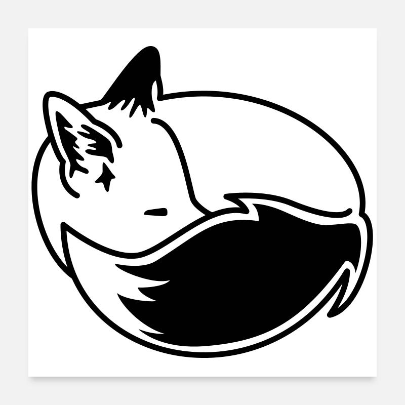 Fox Snuggled Up – Kawaii Fox Cartoon Design Poster 24" x 24" (60x60 cm)