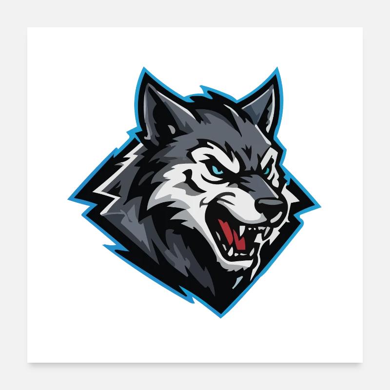 Logo de l’attaque du loup Poster 60 x 60 cm