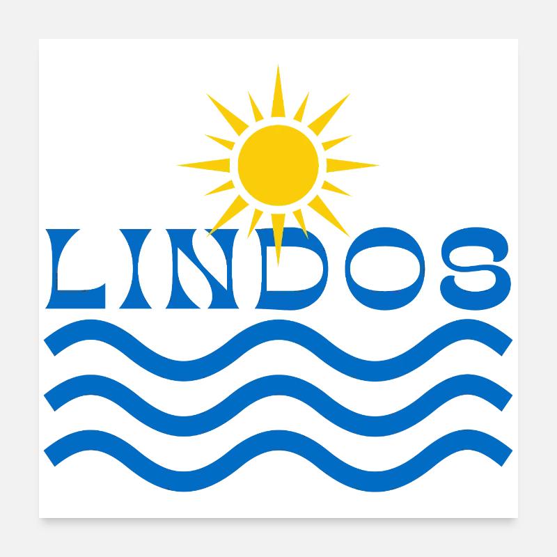 Lindos Sun and Waves Poster 24" x 24" (60x60 cm)