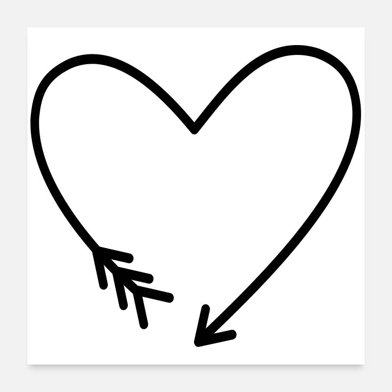 Icônes de flèche coeur amour cadeau de force Poster 60 x 60 cm