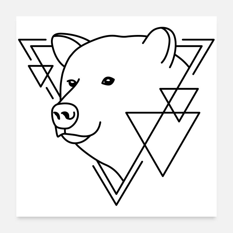 Ours en forme géométrique - Conception d’art au trait Poster 60 x 60 cm