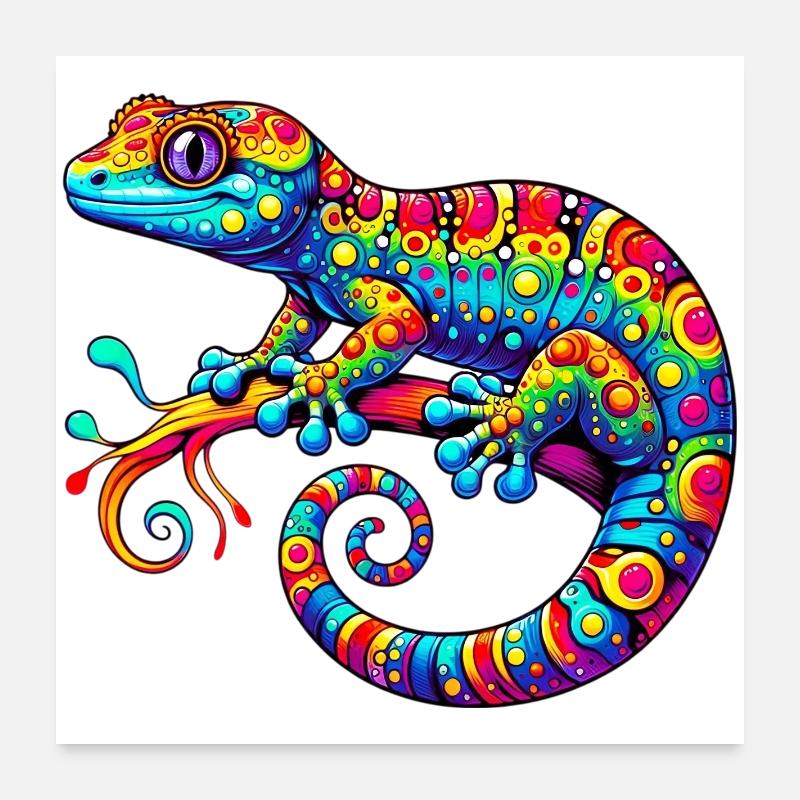 Gecko - Poster 60 x 60 cm - blanc