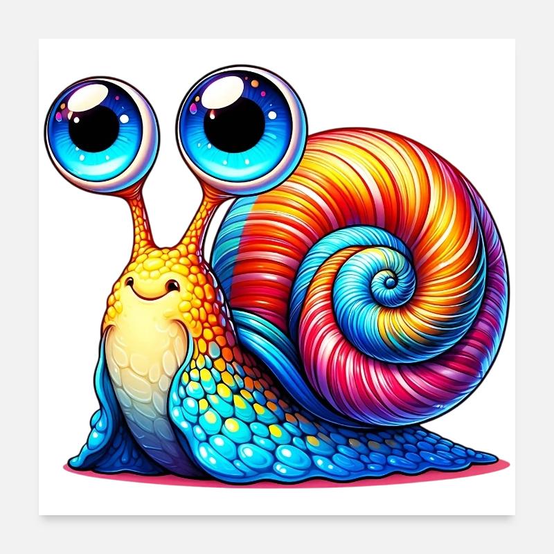 Schnecke - Poster 60x60 cm - Weiß