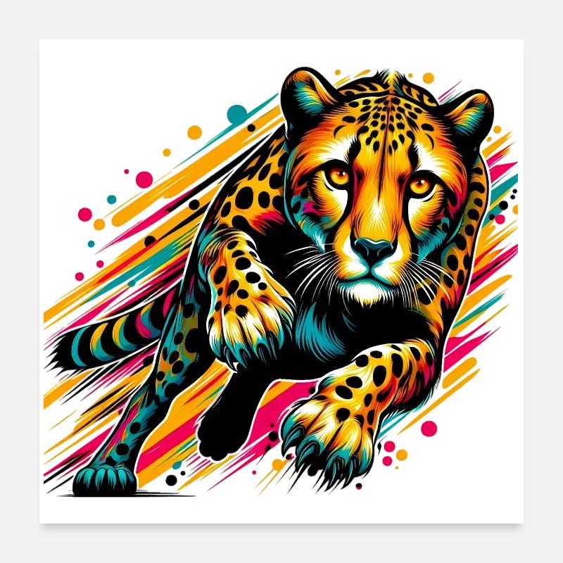 Guépard - Poster 60 x 60 cm - blanc