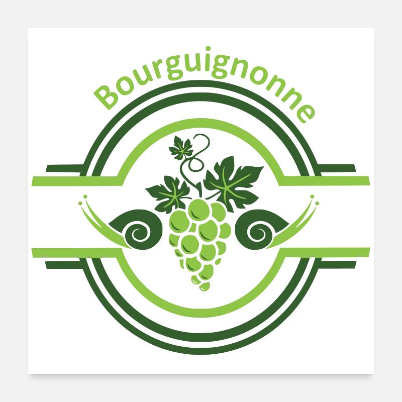 Logo vigne Bourguignonne avec des escargots  Poster 60 x 60 cm