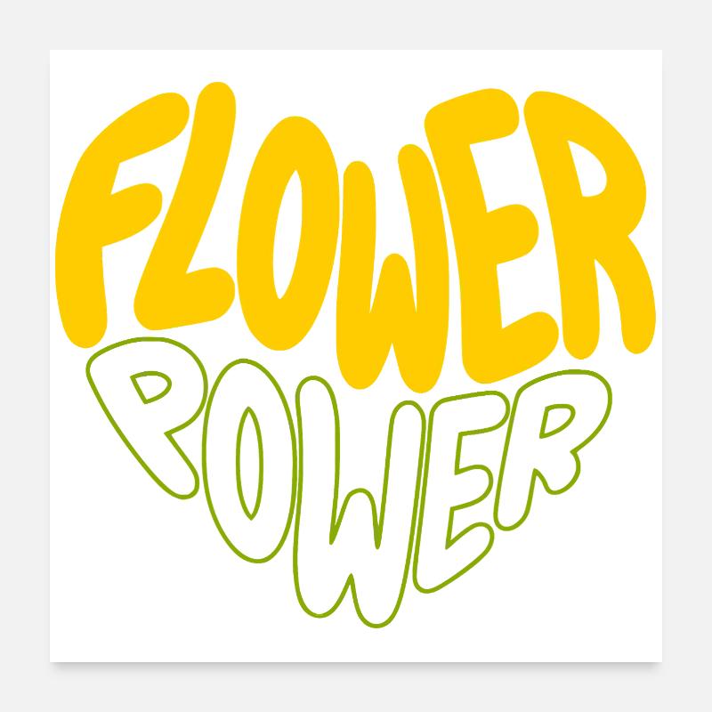 Flower Power Imprimé rétro Poster 60 x 60 cm