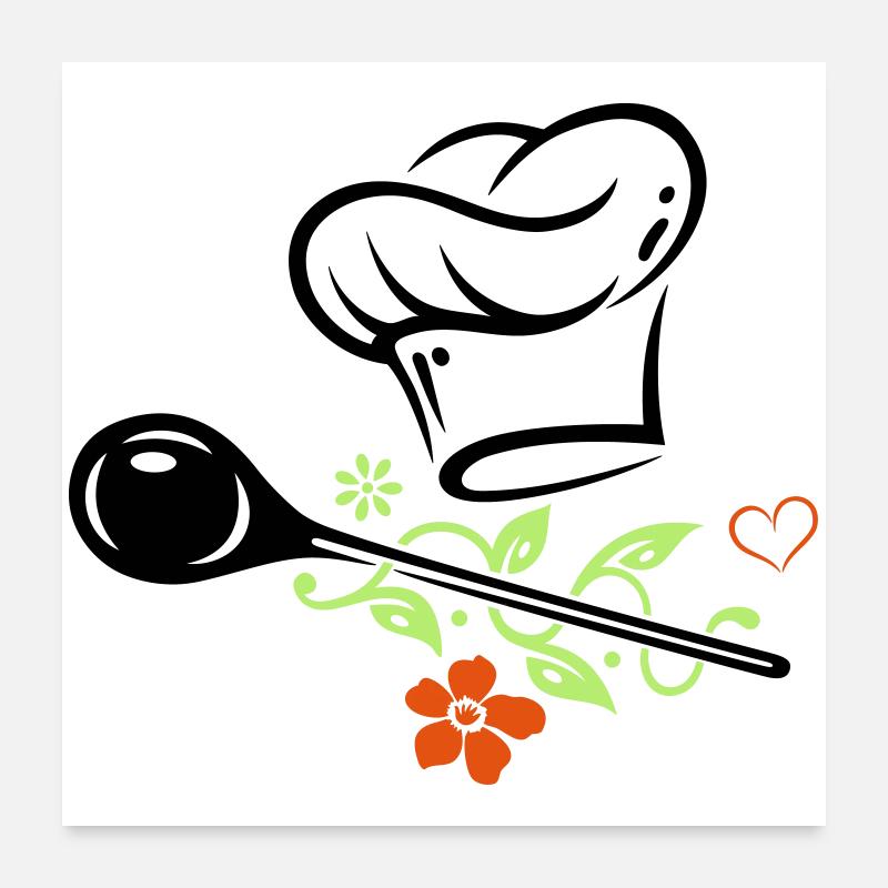 Cuillère en bois - Poster 60 x 60 cm - blanc