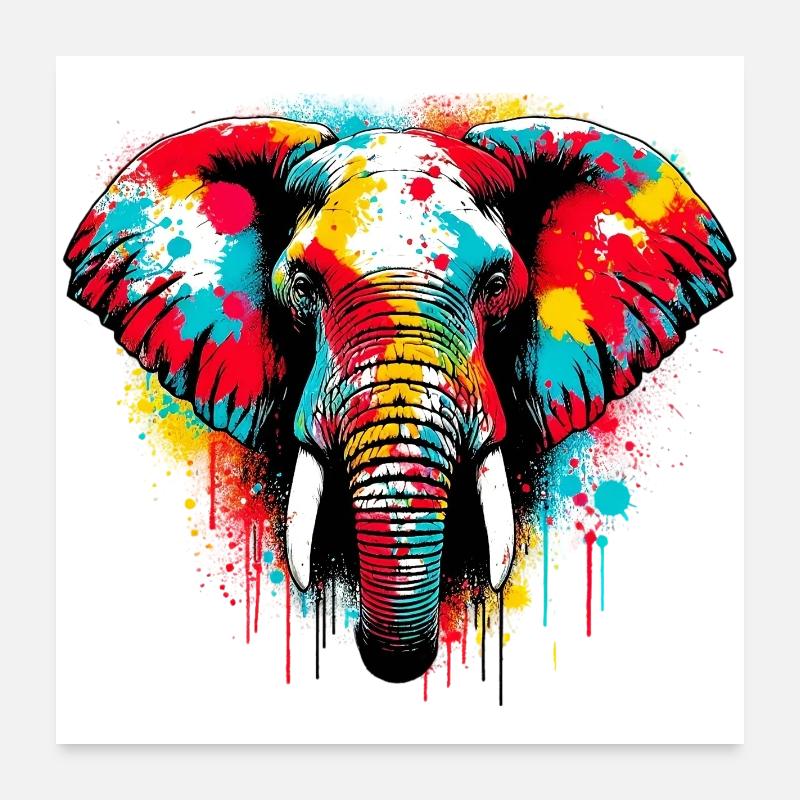 Éléphant Poster 60 x 60 cm