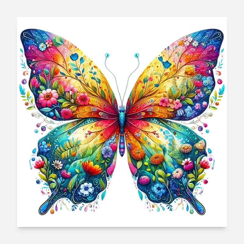 Papillon - Poster 60 x 60 cm - blanc