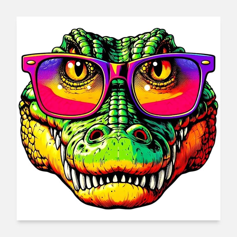 Crocodile with sunglasses Poster 24" x 24" (60x60 cm)