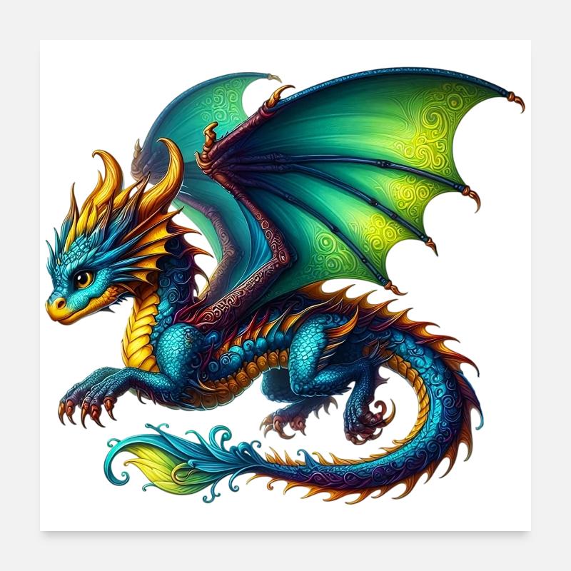 Dragon - Poster 60 x 60 cm - blanc
