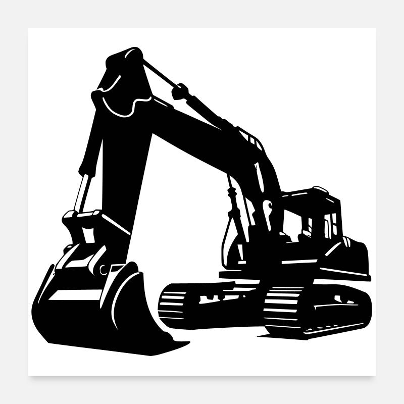 Bagger / excavator Poster 60x60 cm