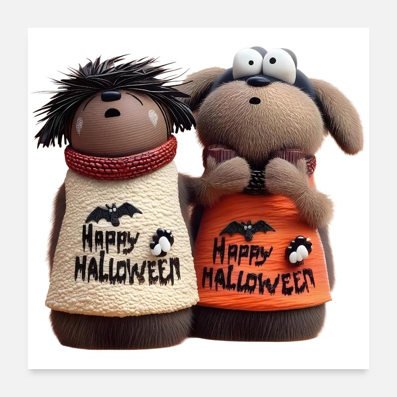 Double Spooky Trouble – Funny Halloween Wooligans Poster 24" x 24" (60x60 cm)
