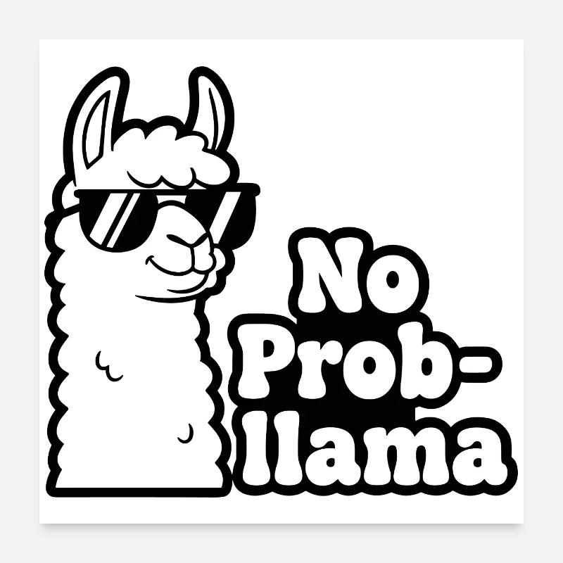 Impression contrastée No Prob Llama Poster 60 x 60 cm