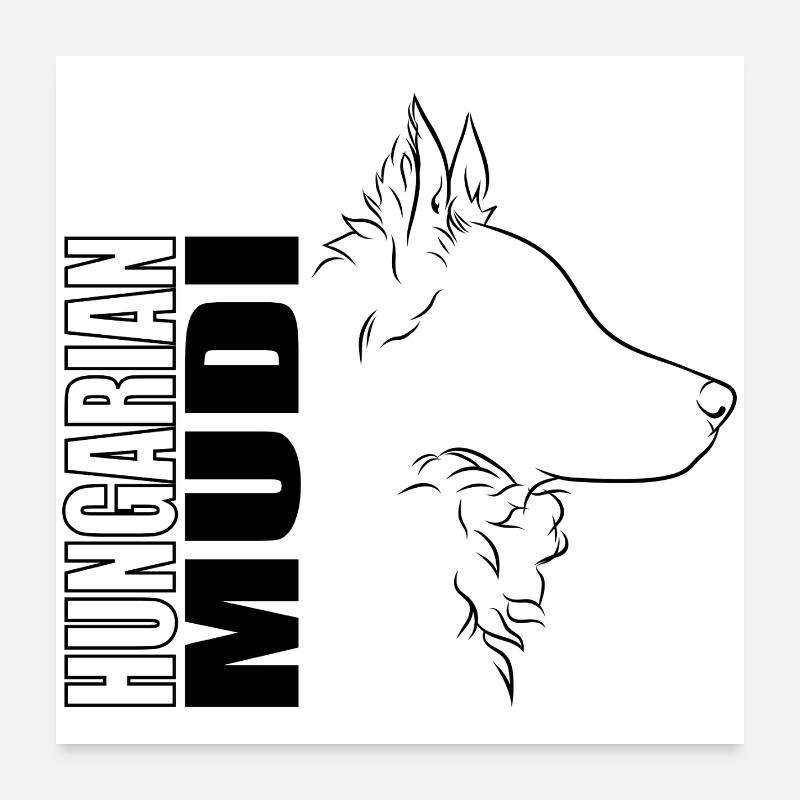 Hungarian Mudi Profil Hunde Hund Wilsigns Poster 60x60 cm
