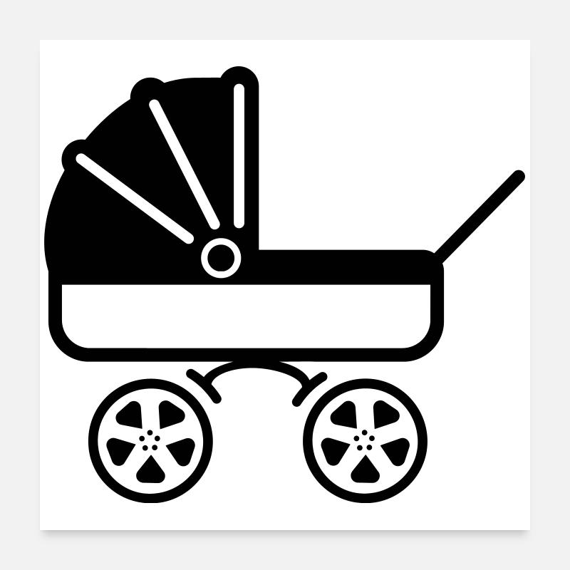 Pram stroller - Poster 24" x 24" (60x60 cm) - white