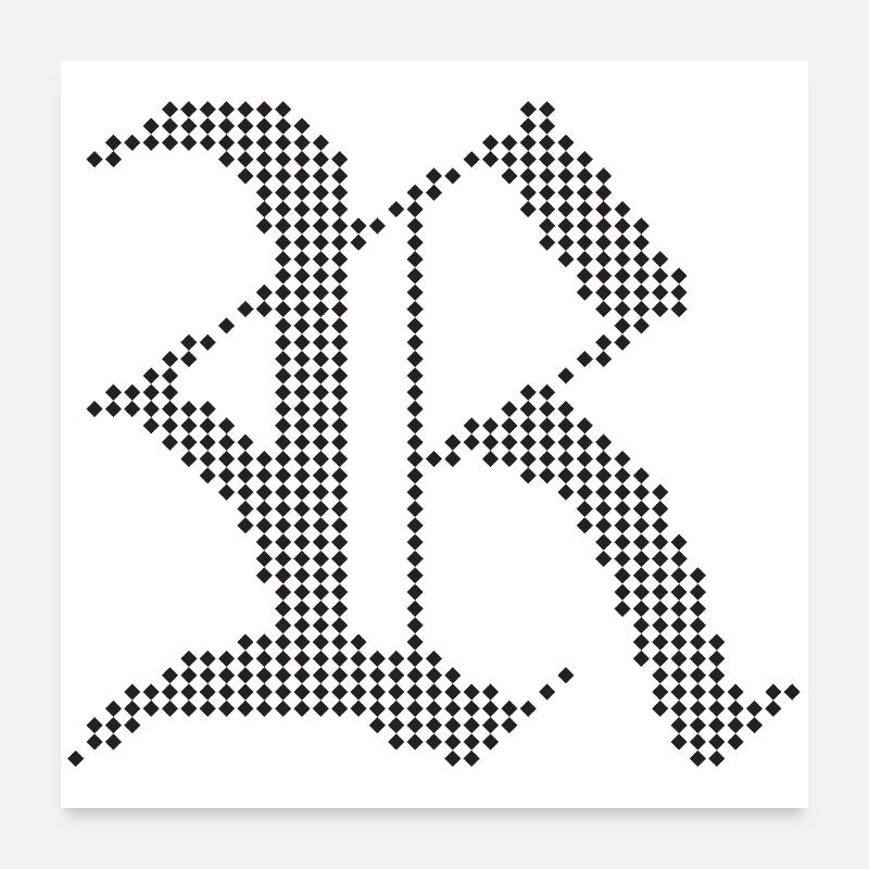 Typografisches R-Gotik-Buchstabendesign Poster 60x60 cm