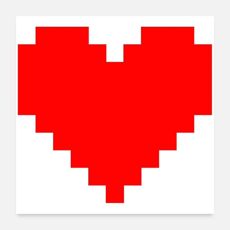 Pixel Red Heart Pixel Art Poster 60x60 cm