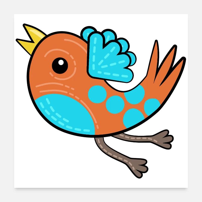 Litte Orange Bird Poster 60x60 cm