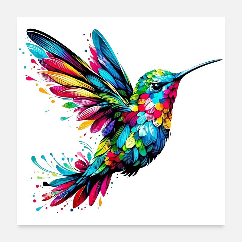 Colibri - Poster 60 x 60 cm - blanc